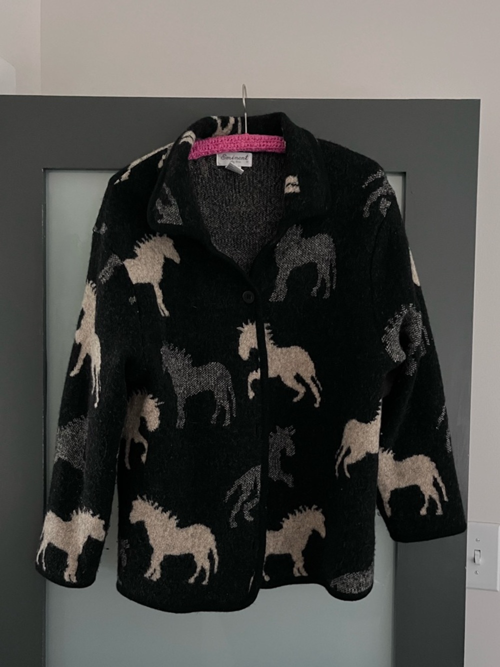 100% wool jacket with horse pattern. GUC